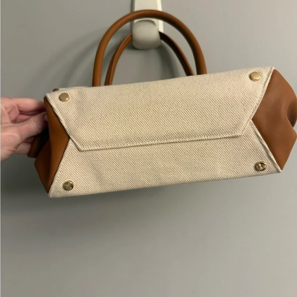 A New Day Canvas Satchel Crossbody – Natural/Tan